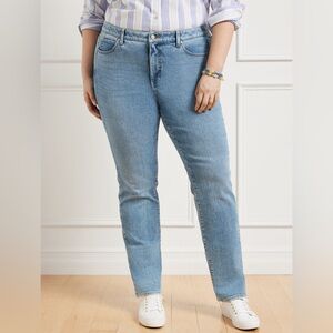 Talbots Straight Leg Jeans 14 Petite Blue Minimalist Casual Preppy Effortless